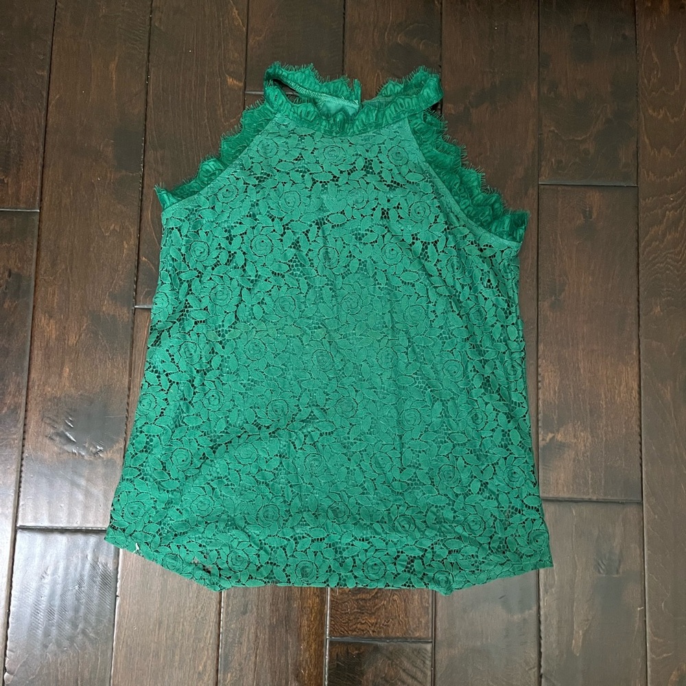 Green Lace Sleeveless Top